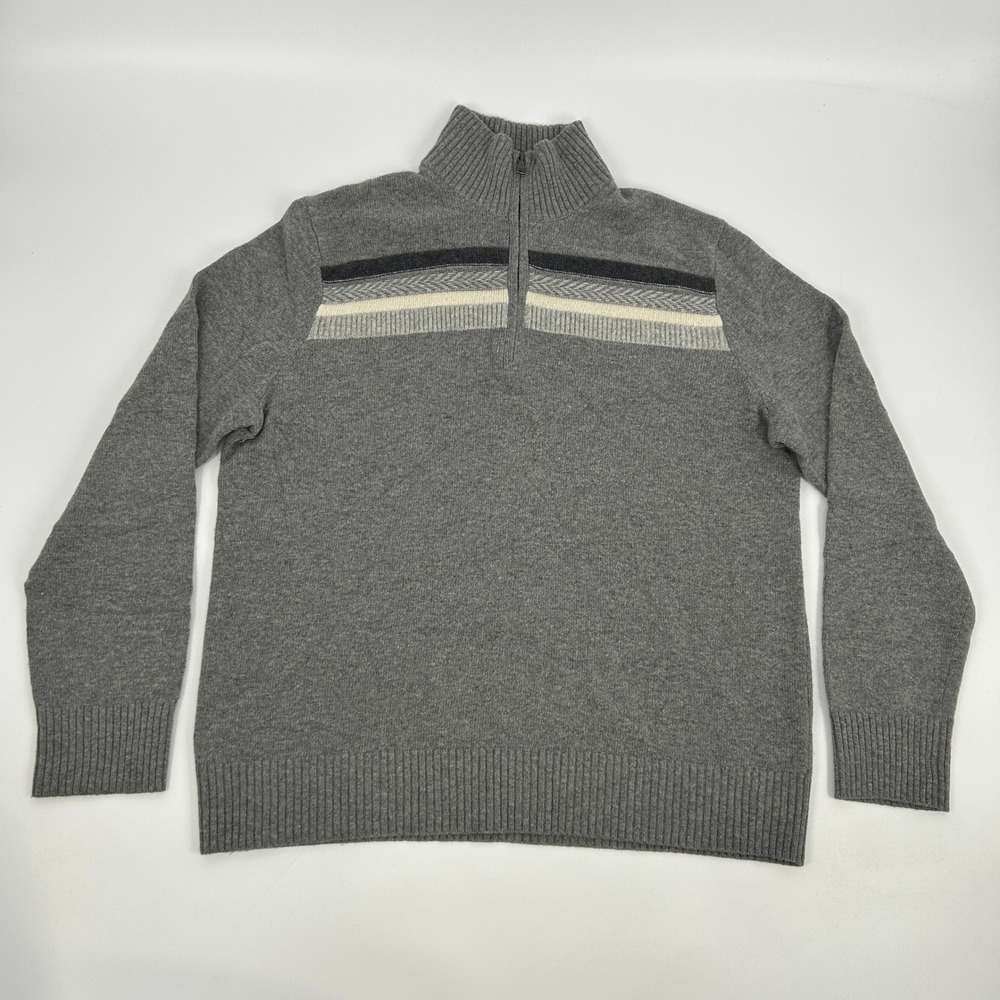 Banana Republic Sweater‎ Mens XL Gray 1/4 Zip Wool Blend Italian Yarn